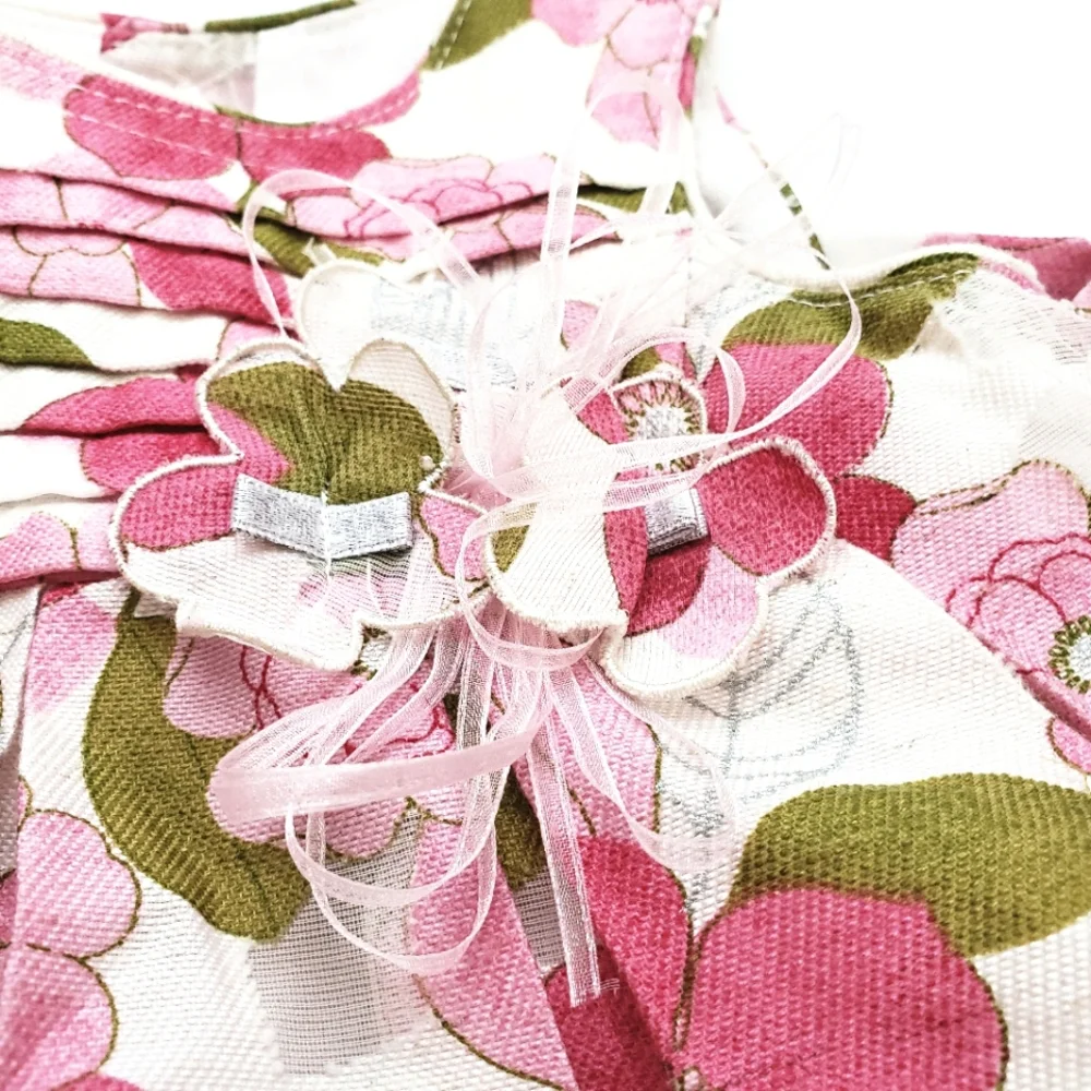 Mayoral Nwot Creme/Pink/Green Floral Puff Sleeve Dress